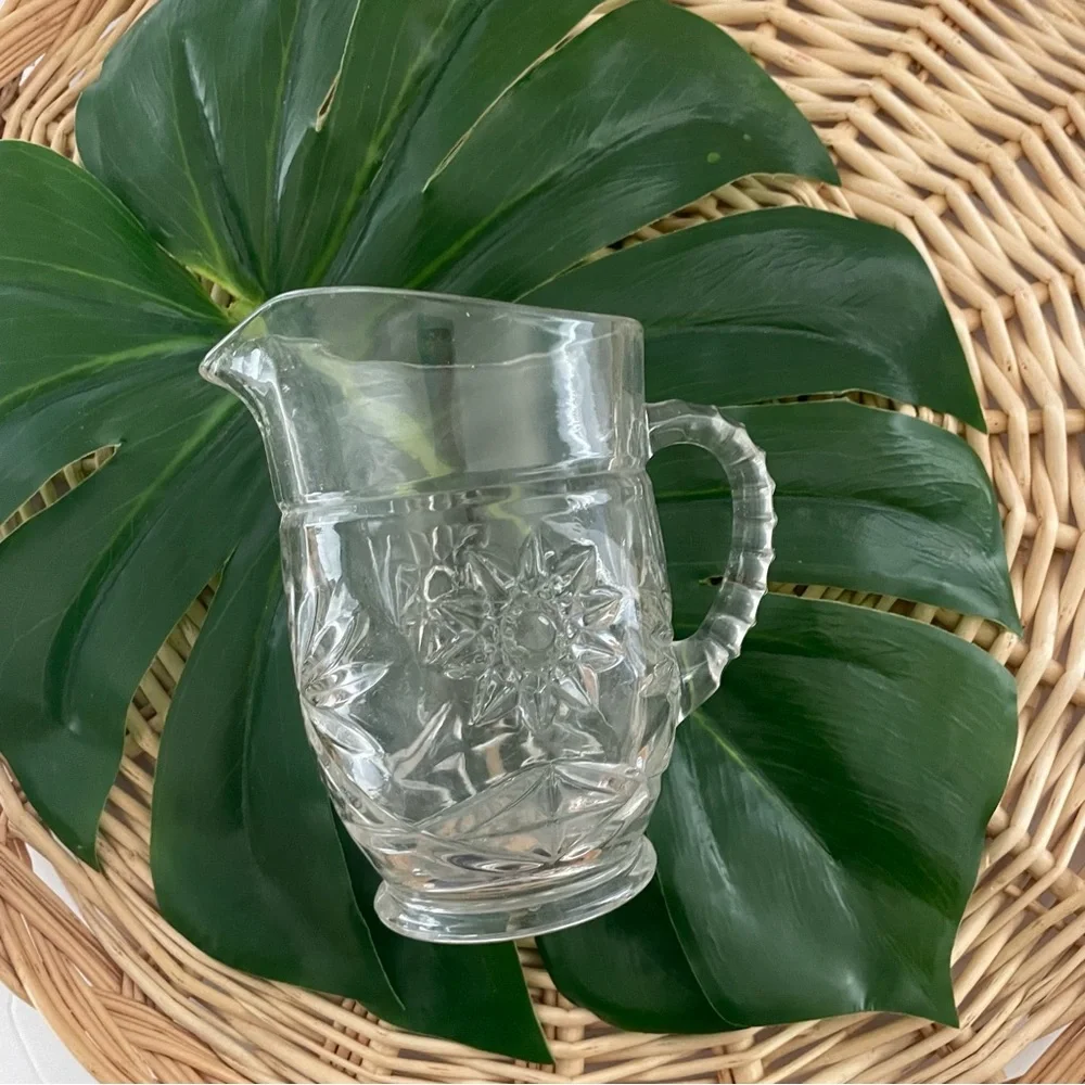 Vintage Prescut Clear Pressed Glass Small Pitcher by Anchor Hocking MCM